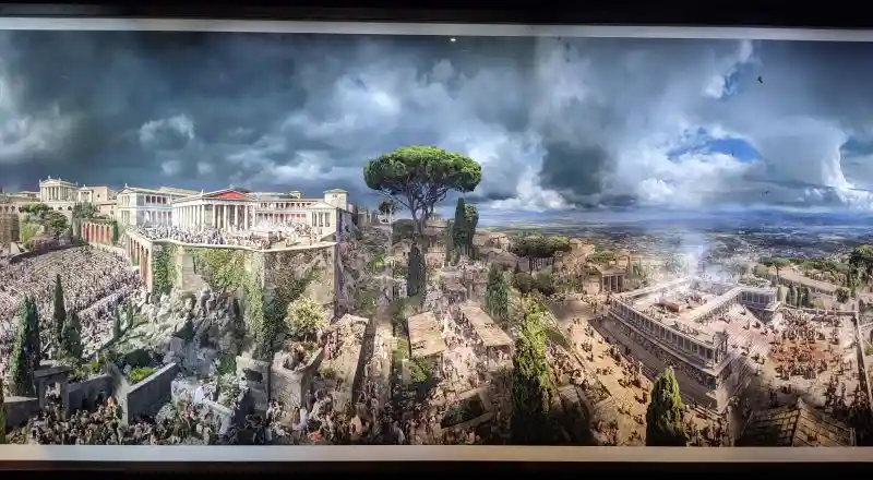 The full view of the Pergamon site from the panorama located at the Pergamon museum